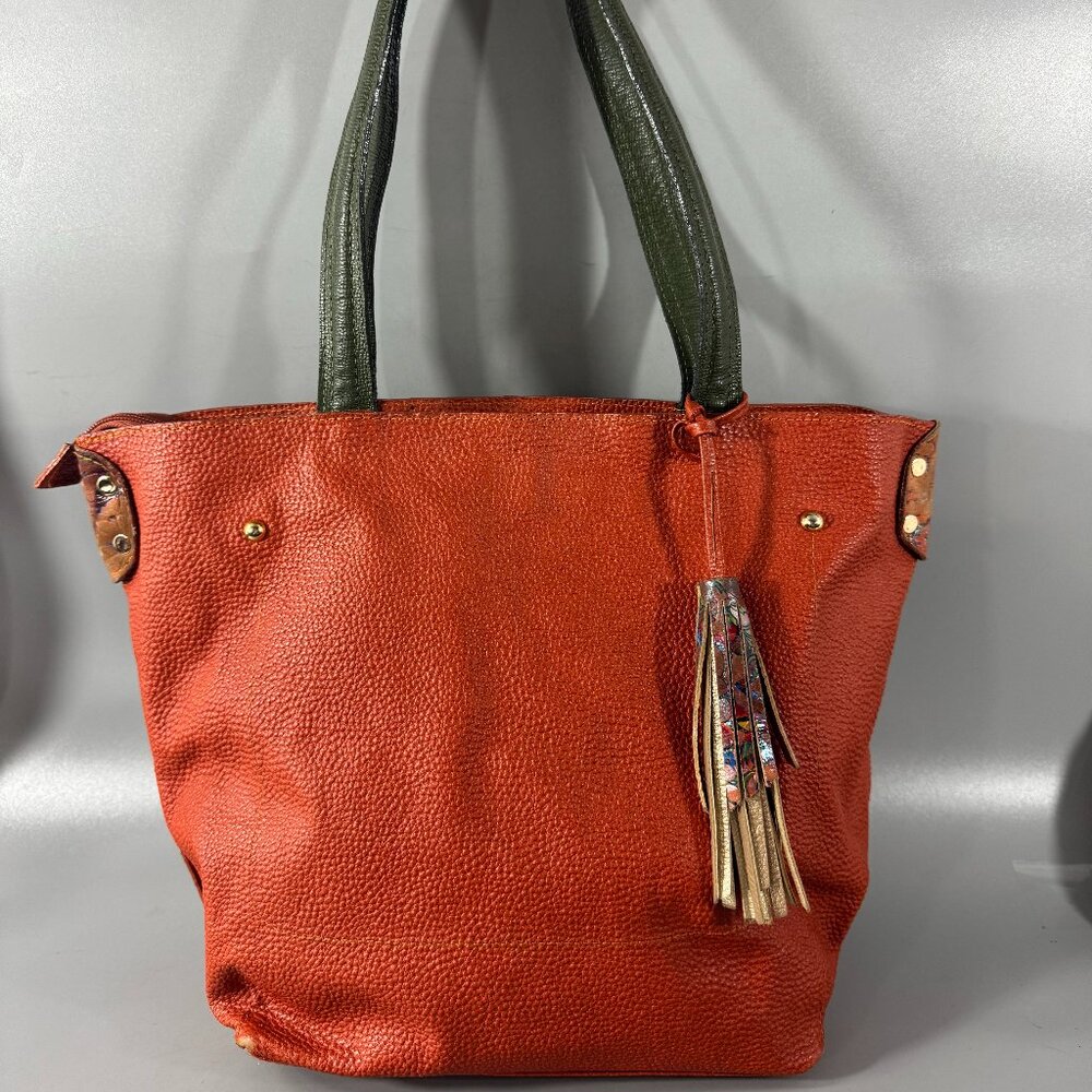 Versilia Orange Leather Tote Bag